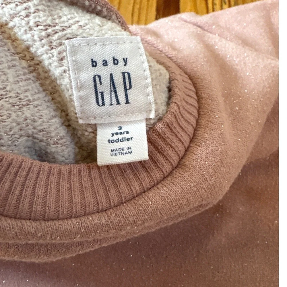 Baby Gap Star Print Long Sleeve Dress Toddler Pink Metallic SIZE 3T
